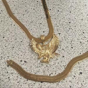 Gf herringbone necklace/bracelet w eagle pendant